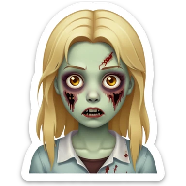 Uma garota de cabelo cor loiro mel, olhos castanhos escuros, ela é um zumbi sticker