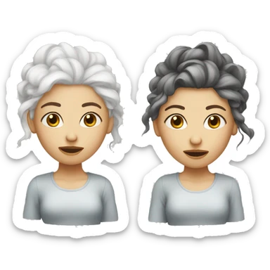 blown hair girl with white face and without bang sticker