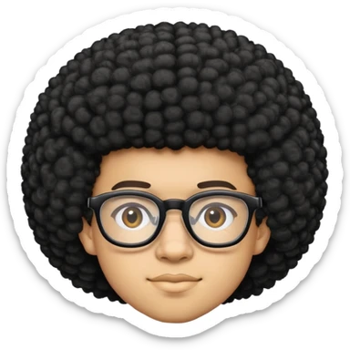 light skin nerd with glasses and afro hairstyle sticker