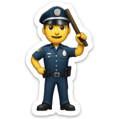 A policeman with a baton in his hand getting ready to strike sticker