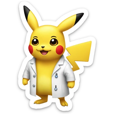 pikachu wears lab coat  sticker