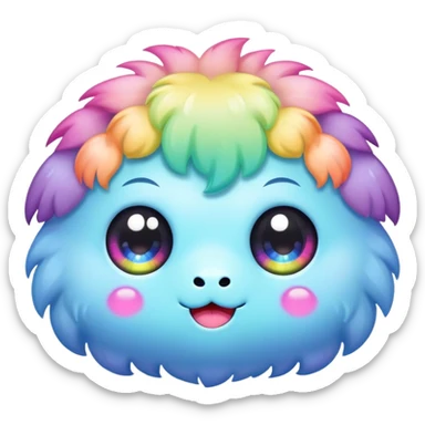pastel rainbow kawaii creature with three eyes sticker