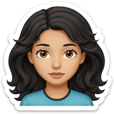 Siyah dalgalı saçlı, esmer, koyu kahverengi gözlü genç kız  sticker