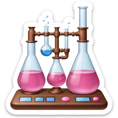 pink and brown chemistry lab equipment sticker