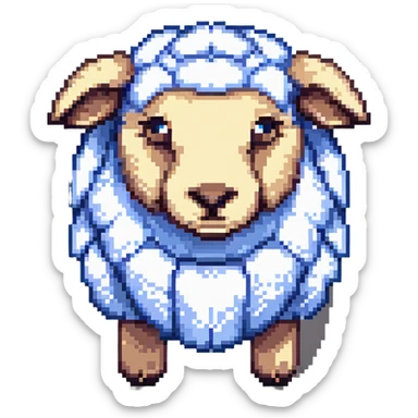 maximum blocky ultra-abstract pixel art Minecraft sheep emoji with only 2-4 large square pixels sticker