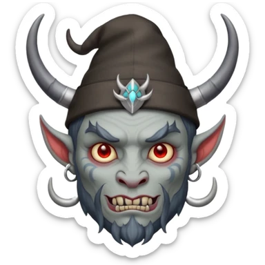 demon with tattoos, hat and horns sticker