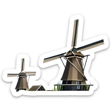 cinematic-realistic-kinderdijk-windmills-landmark-emoji,-showcasing-traditional-dutch-windmills-aligned-along-a-tranquil-canal,-with-lush-green-fields in a picture frame sticker