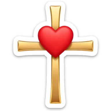 Two red  hearts around  a simple gold cross  sticker