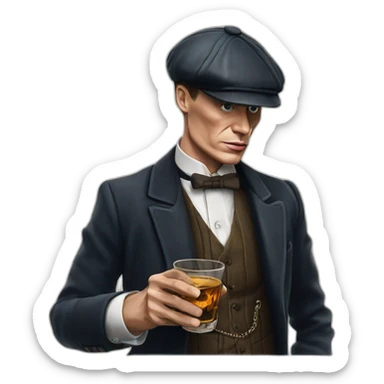 Tommy shelby peaky blinders drinking whisky realistic sticker