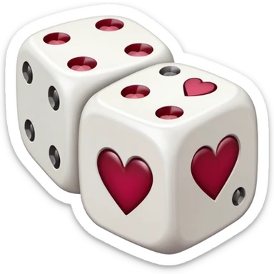 two dices in with burgundy heart details sticker