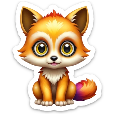 Adorable colorful shiny baby edgy animal-hybrid full body, big Eyes sticker