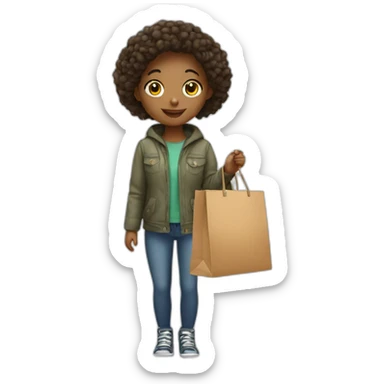 Girl with shopping bag sticker