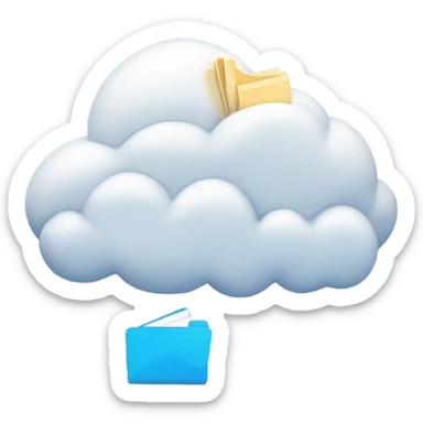 A cloud with folders and files flying in and out of it. sticker