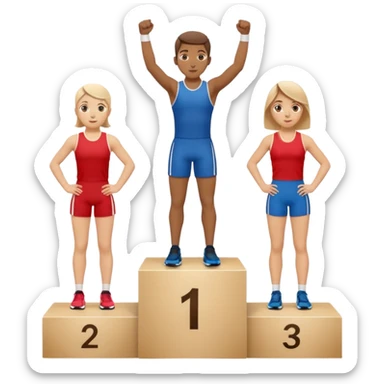 show people on podium in first, second and third place.  The podium should be labled 2, 1, 3.  The middle position should only have the number 1 sticker