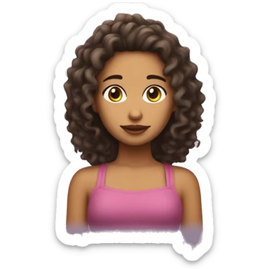 Chica con rizos pelo largo piel morena clara sticker