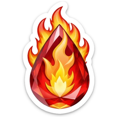 Red flaming crystal with a $ carved into the center of the crystal. sticker
