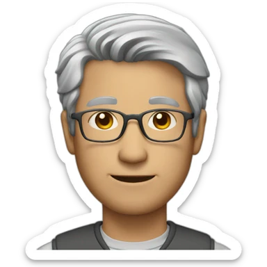 a middle man with eyeglass and gray hair sticker