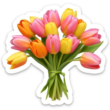 Bouquet of pink yellow and orange tulips sticker