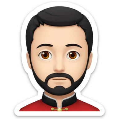 Jean Valjean From Les Miserables with light skin, gray eyes, Black Hair, red outfit sticker