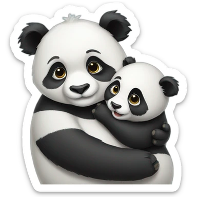 Panda with baby panda sticker
