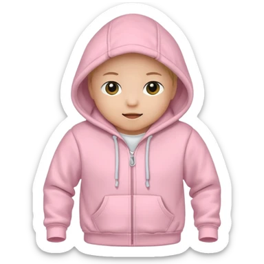 baby pink colour hoodie with hood emoji sticker