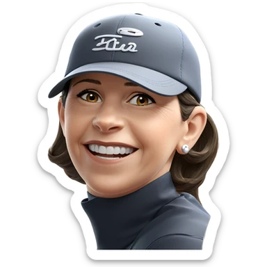smiling girl in baseball cap sticker