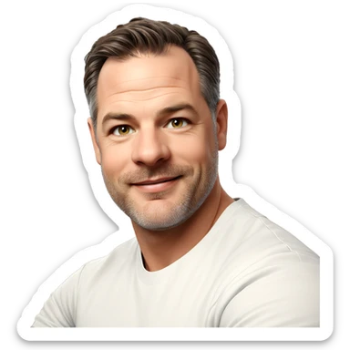 smiling man in white shirt sticker