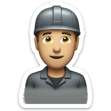 a man with mechanic suit sticker