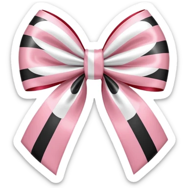 candy cane bow shape with light pink stripes and a satin bow sticker