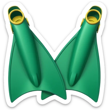 diving fins, green, simple sticker