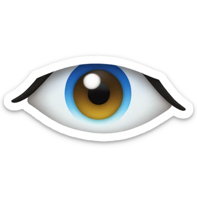 one eye with a blue pupil and three blue eyelashes on the left sticker