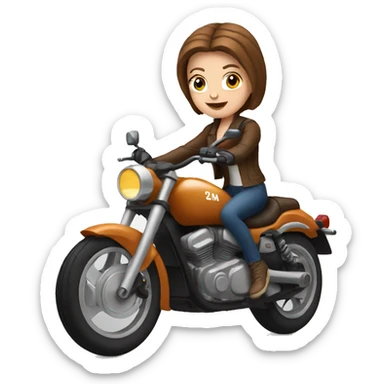 White girl with brown hair on motorcycle  sticker