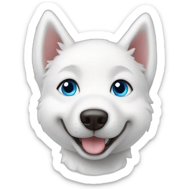 Happy white husky puppy blue eyes sticker