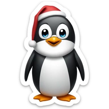 Penguin dressed like Santa  sticker