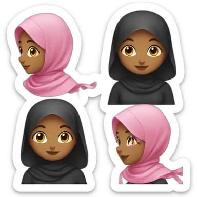 Cute black hijabi with pink ribbon sticker