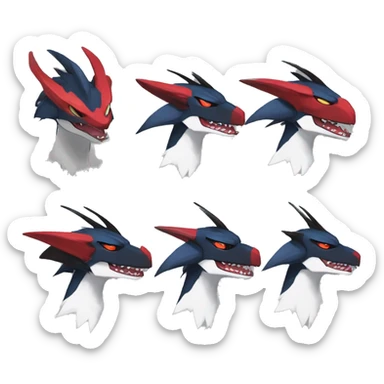 Black Cool Edgy Anthro Noivern-Nargacuga-Silvally-Sergal-Garchomp-Fakémon  with White and Red Edgy markings sticker