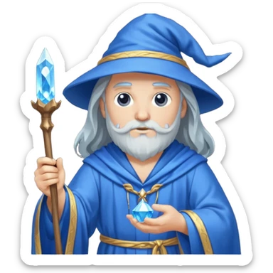 Wizard in blue robe with crystal-topped staff sticker