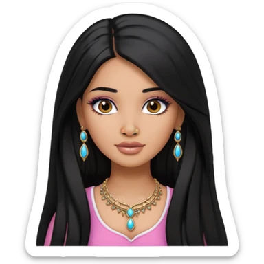 Indian Barbie with black long hair and a nose piercing  sticker