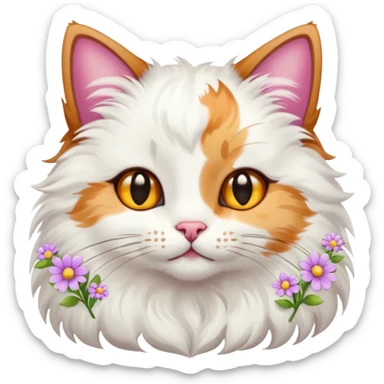 кіт з квітами та зірками sticker