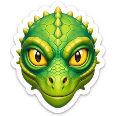 reptilian alien character, lizard-like face, scaled skin, sharp eyes, alien warrior vibe, 3D cartoon, mobile game icon style, clean background, no text, no watermark
 sticker