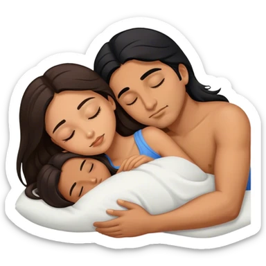 Caramel color latino Guy with long black hair sleeping with brown hair girl sticker
