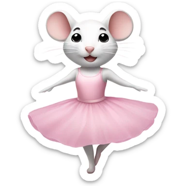White mouse in a pink ballet dress sticker
