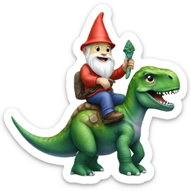 Garden gnome riding a dinosaur sticker