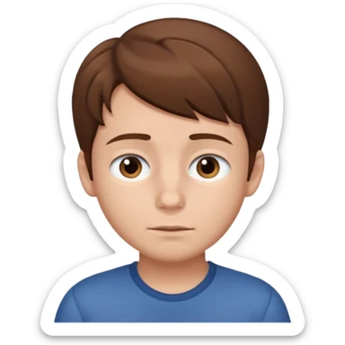boy with brown hair and sleepy eyes sticker
