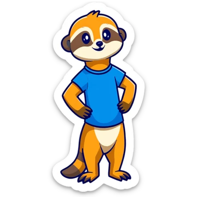 Meerkat wearing blue and red t shirt sticker