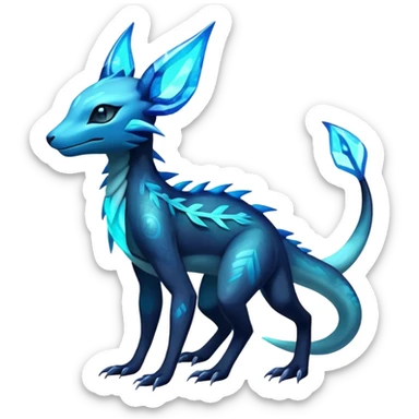 Colorful Dark Shiny Exotic Salandit-Aurorus-Glaceon-Fakémon-hybrid-creature (full body)  sticker