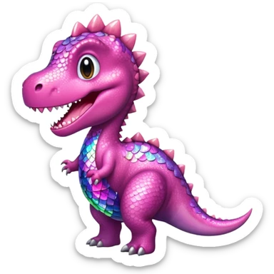 dino in a pink sparkly dress  sticker