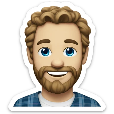 portrait of a bearded man smiling and piercing blue eyes with a Scottish flair sticker