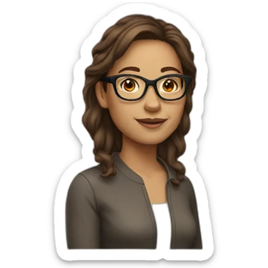 42 year old woman brown hair glasses sticker