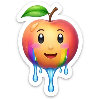 Wet rainbow dripping peach sticker